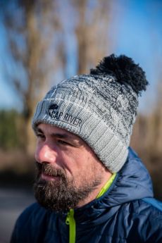Bonnet Cap River gris/noir pompon