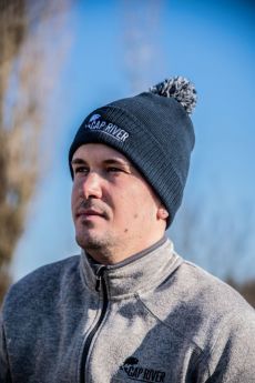 Bonnet Cap River bleu pompon